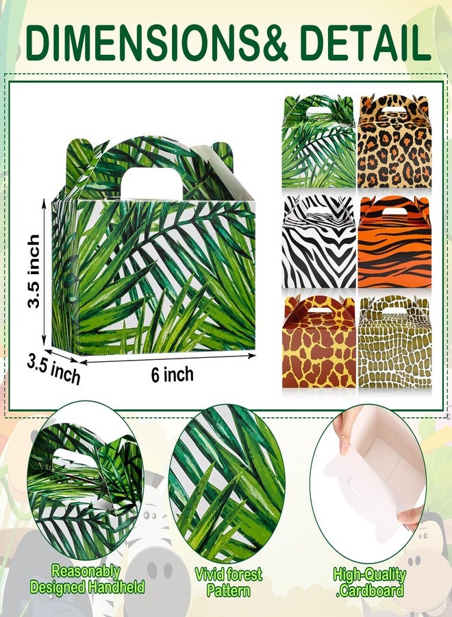Spakon 24 Pcs Safari Gift Bags Bulk Jungle Animal Party Favor Boxes Zoo Animal Print Gift Goodie Candy Bags Paper Wildlife Treat Boxes for Kids Safari Themed Birthday Baby Shower Decoration Supplies - Image 3